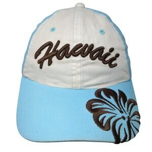 Hawaii Strapback Baseball Cap Blue OS Adjustable Embroidered Tropical Trends